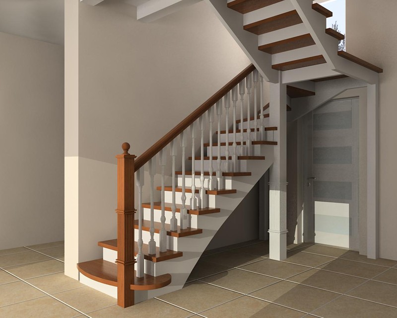 Вариант лестницы на второй этаж частного дома